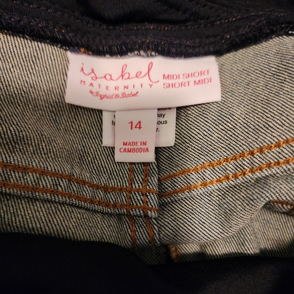 Isabel Maternity denim shorts pre pregnancy size 14/32 crossover panel denim - Picture 3 of 7